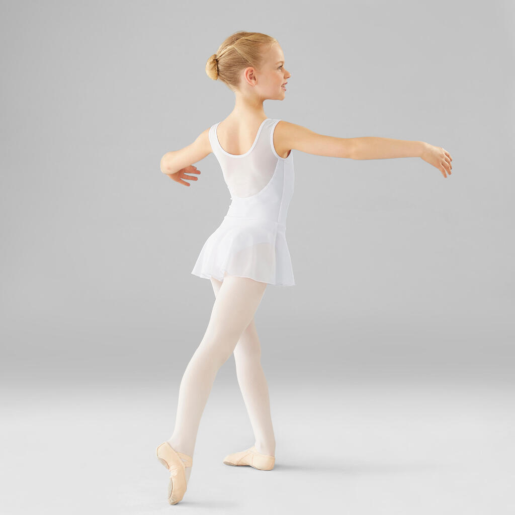 Dievčenský baletný trikot z dvojitého materiálu biely