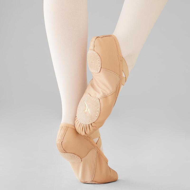 Balletschoenen leren demi-pointes met splitzool beige maat 41-42