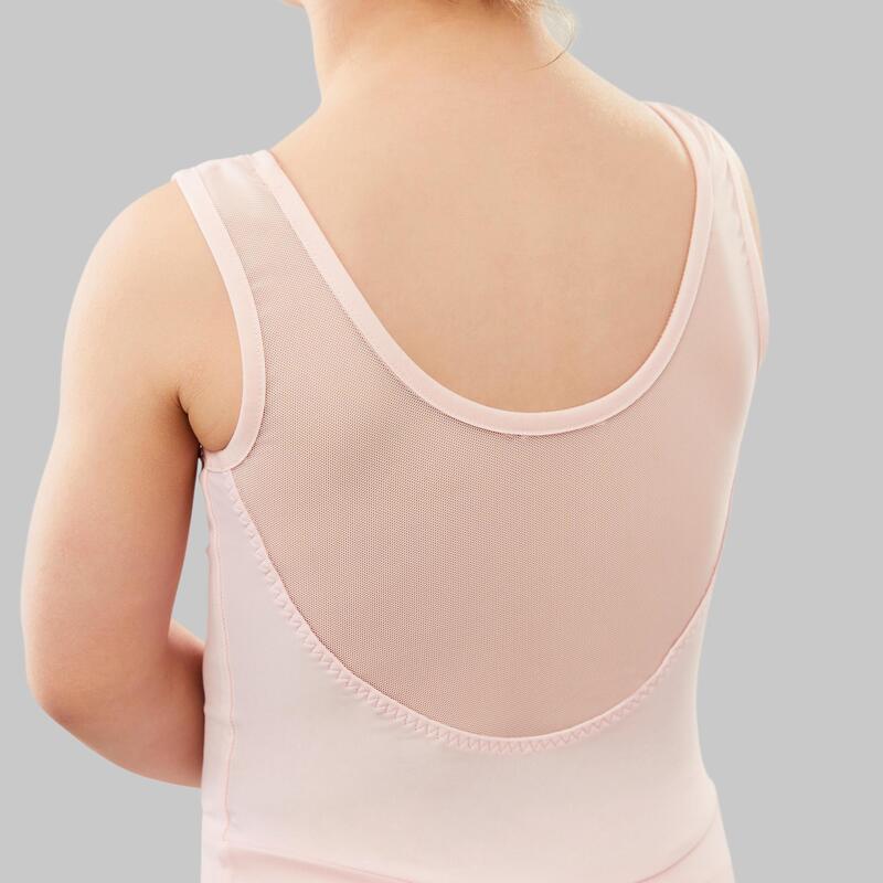Dívčí baletní trikot ze dvou materiálů se sukénkou růžový
