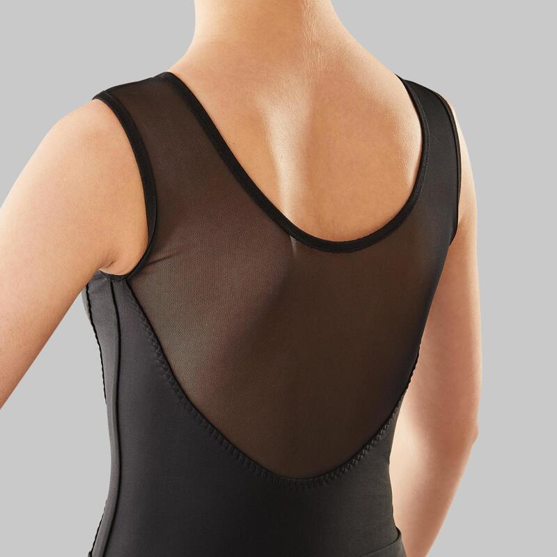 Tanzbody Ballett Bi-Material Mädchen schwarz