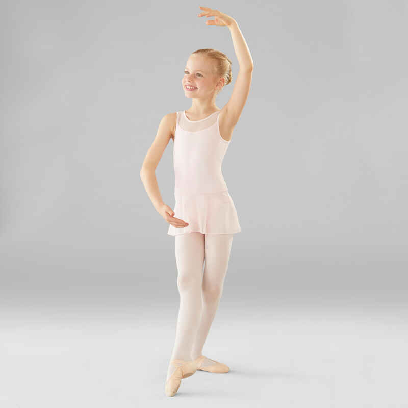 Malla de ballet negra infantil iniciación para niña con tirante ancho.