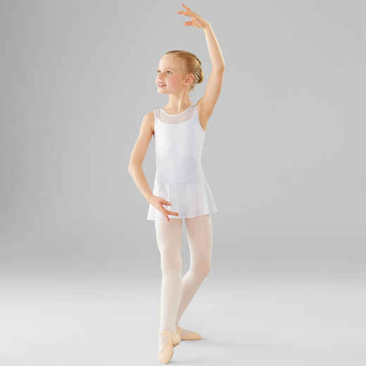 
      Dievčenský baletný trikot z dvojitého materiálu biely
  