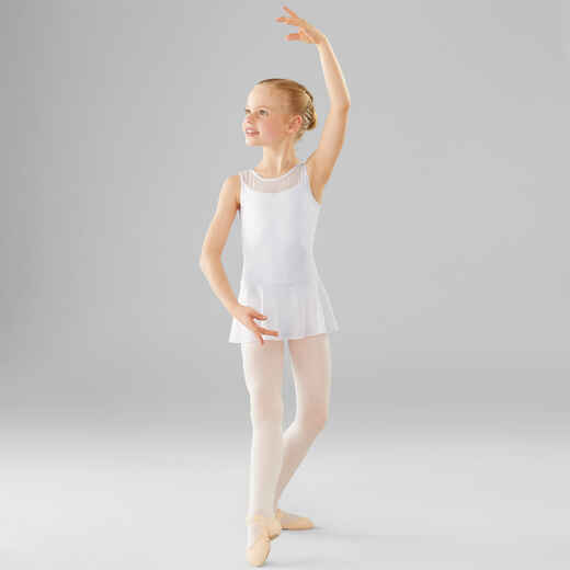 
      Girls' Mixed Media Ballet Skirted Leotard - White
  