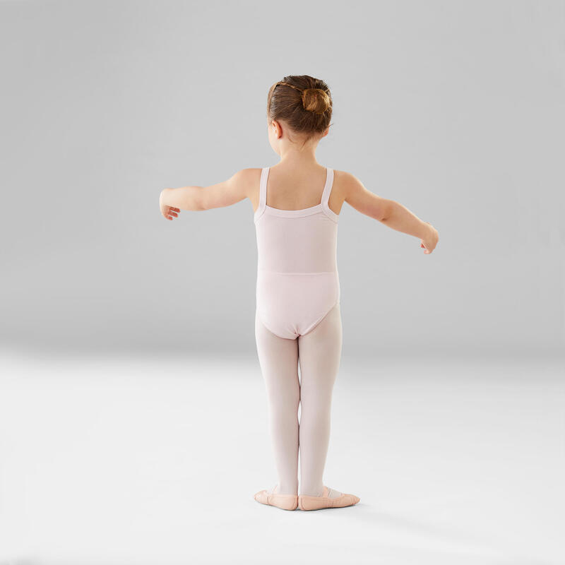 Dívčí baletní trikot s tenkými ramínky růžový