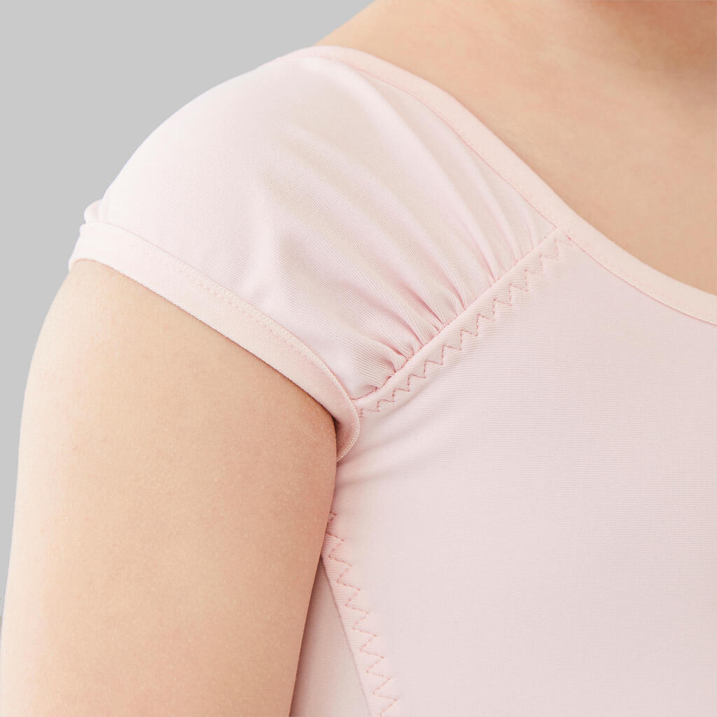 Justaucorps danse classique rose pale manches courtes fille
