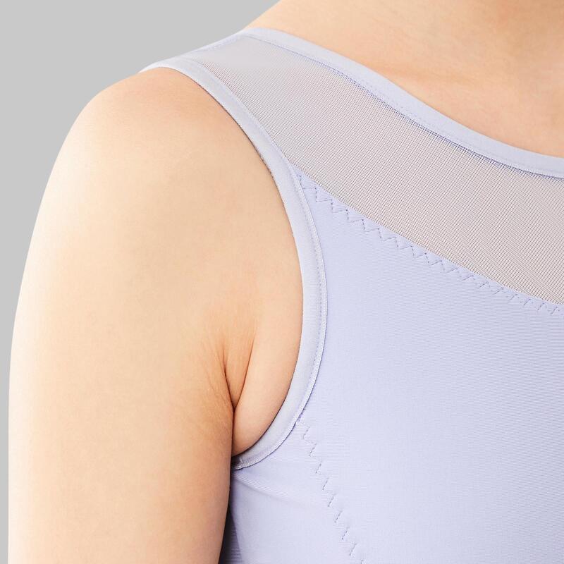 Dívčí baletní trikot ze dvou materiálů fialový