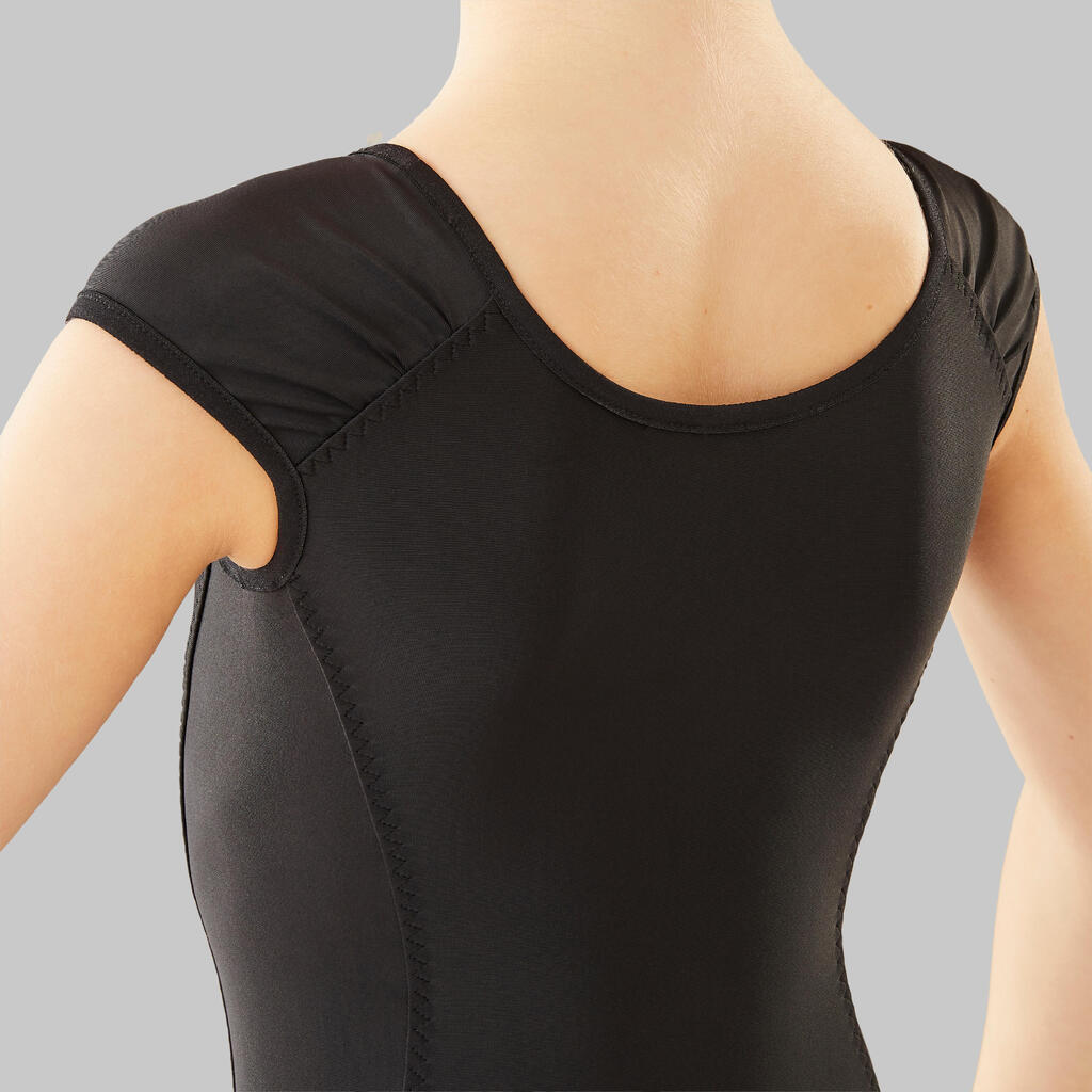 Girls' Short-Sleeved Ballet Leotard - Black