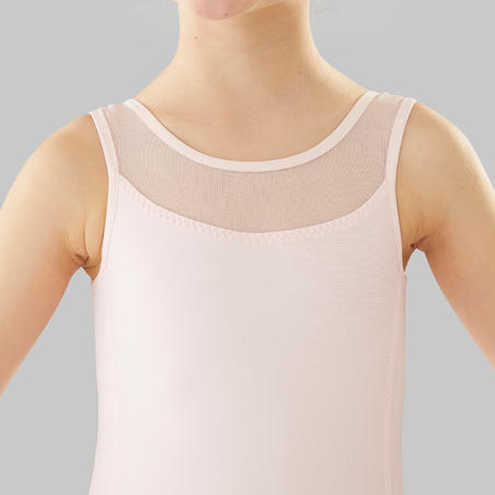 Justaucorps danse classique rose pale bi-matière fille