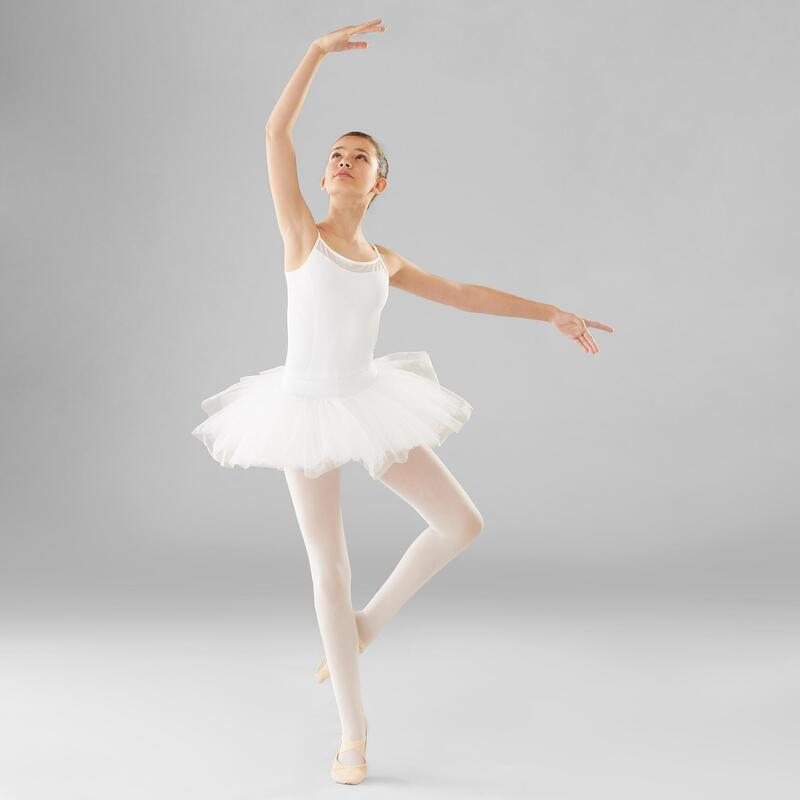 Balletpakje met smalle bandjes voor meisjes wit