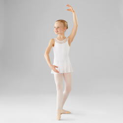 Justaucorps danse classique blanc bi-matière fille