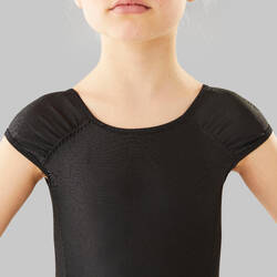 Girls' Short-Sleeved Ballet Leotard - Black