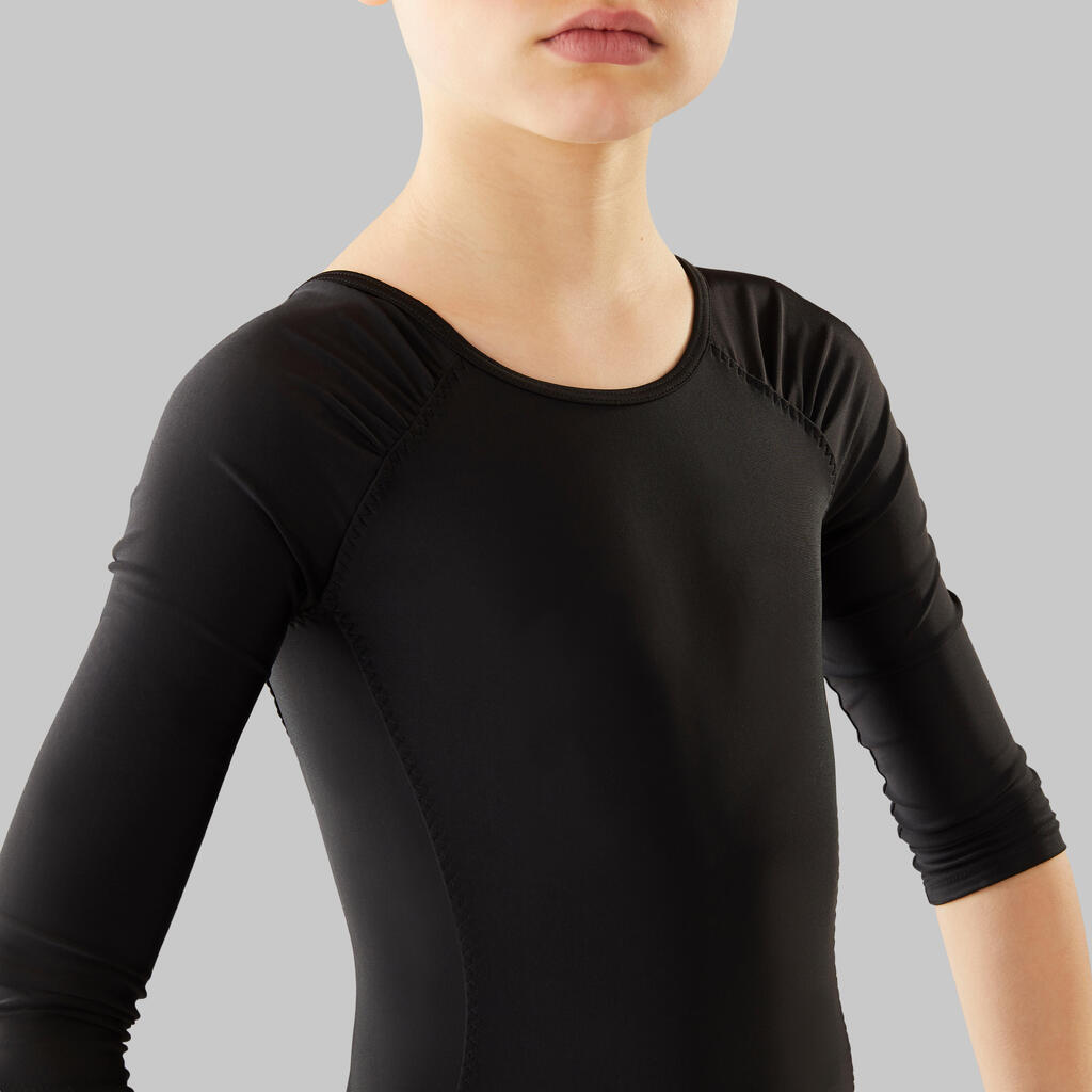 Dievčenský trikot na balet s dlhými rukávmi čierny 