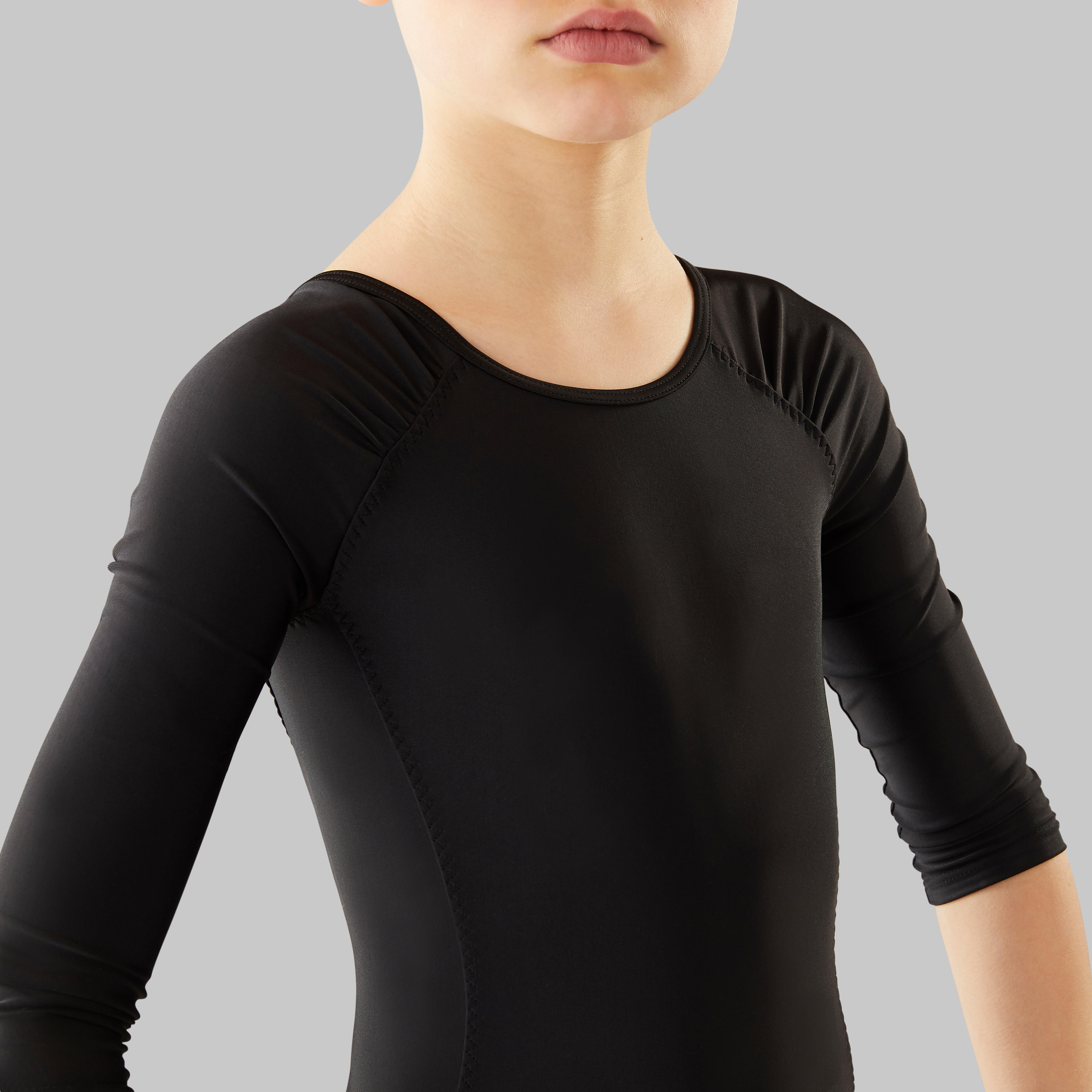 Long-Sleeved Ballet Leotard Black - Girls - STAREVER