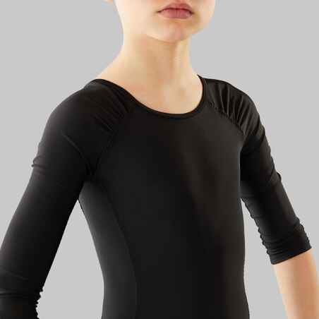 Girls' Long-Sleeved Ballet Leotard - Black