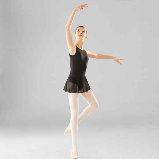 
      Dievčenský baletný trikot z dvojitého materiálu čierny 
  