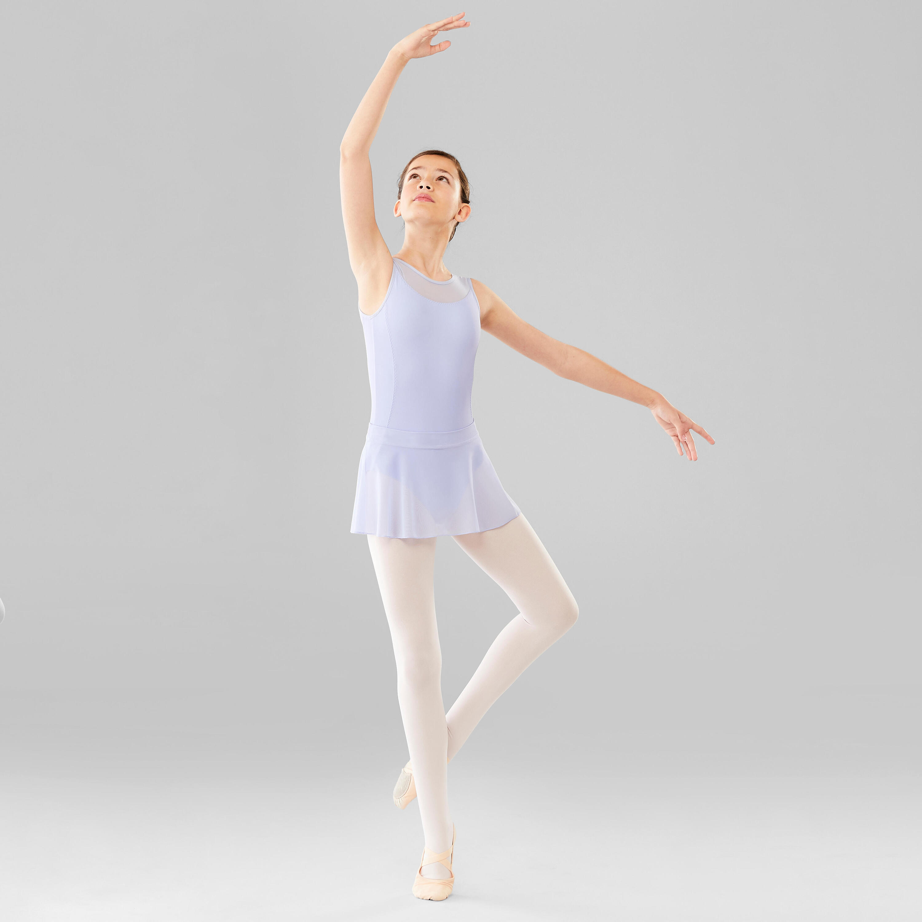 Girls' Mixed Media Ballet Leotard - Lilac 1/8