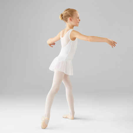 Girls' Mixed Media Ballet Leotard - White