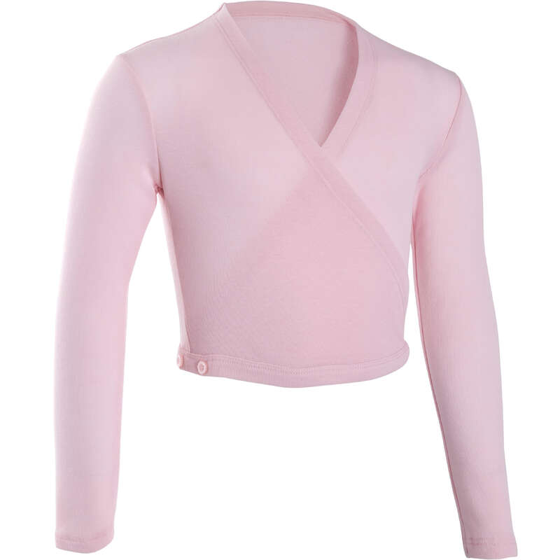 KIDS BALLET LEOTARD, APPAREL Ballet - Girls' Wrap-Over - Pale Pink DOMYOS - Ballet