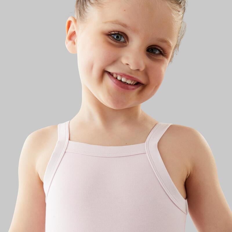 Dívčí baletní trikot s tenkými ramínky růžový