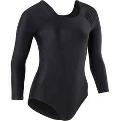 Girls' Long-Sleeved Ballet Leotard - Black