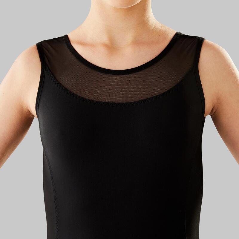 Justaucorps danse classique noir bi-matière fille