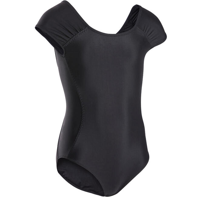 Girls' ShortSleeved Ballet Leotard Black