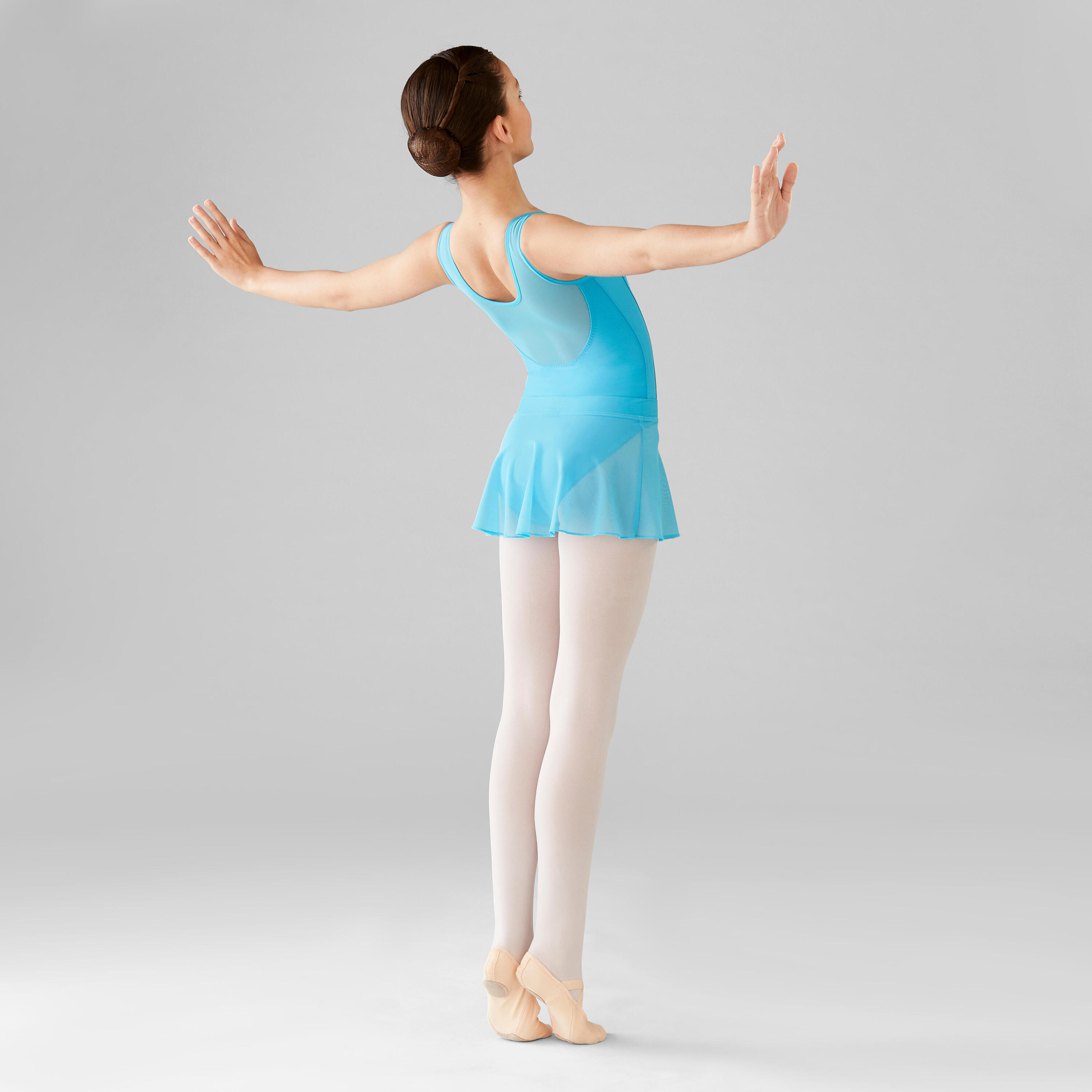 Girls' Mixed Media Ballet Leotard - Blue 5/8