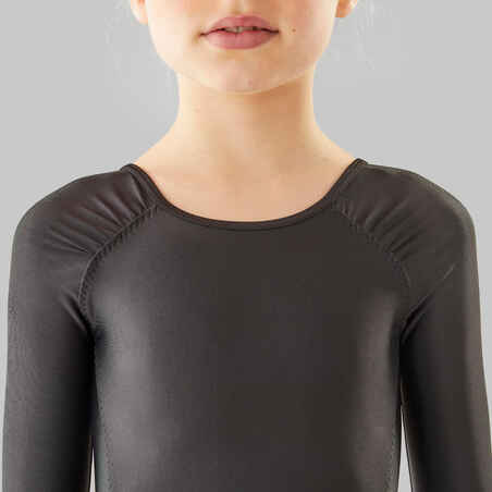 Girls' Long-Sleeved Ballet Leotard - Black