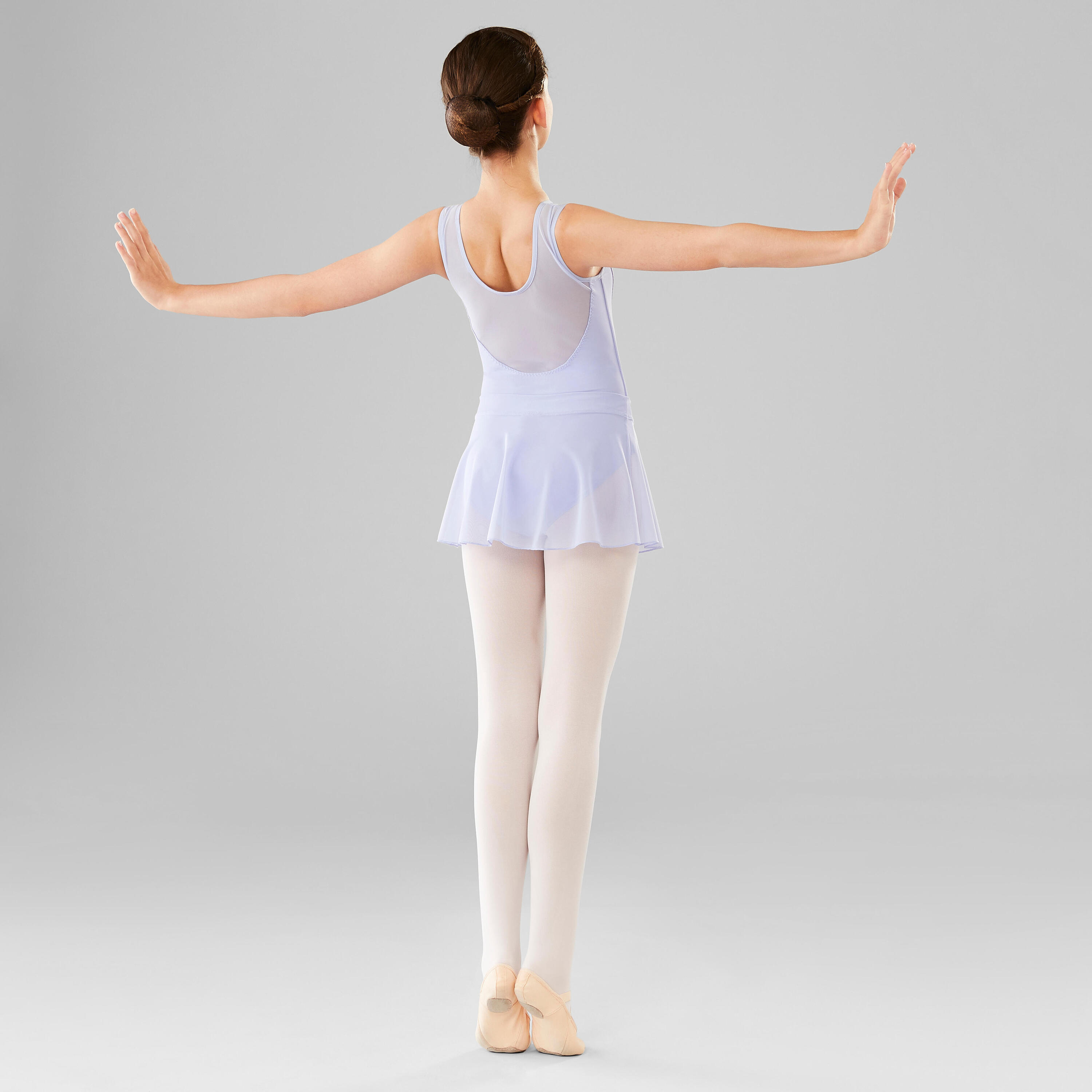 Girls' Mixed Media Ballet Leotard - Lilac 3/8