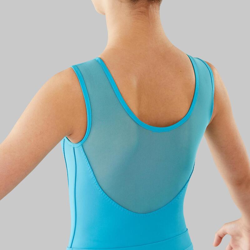 Dívčí baletní trikot ze dvou materiálů modrý