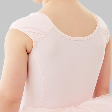 Justaucorps danse classique rose pale manches courtes fille