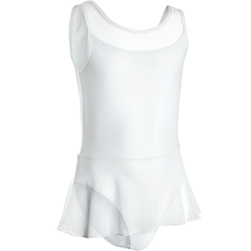 Girls' Mixed Media Ballet Skirted Leotard - White