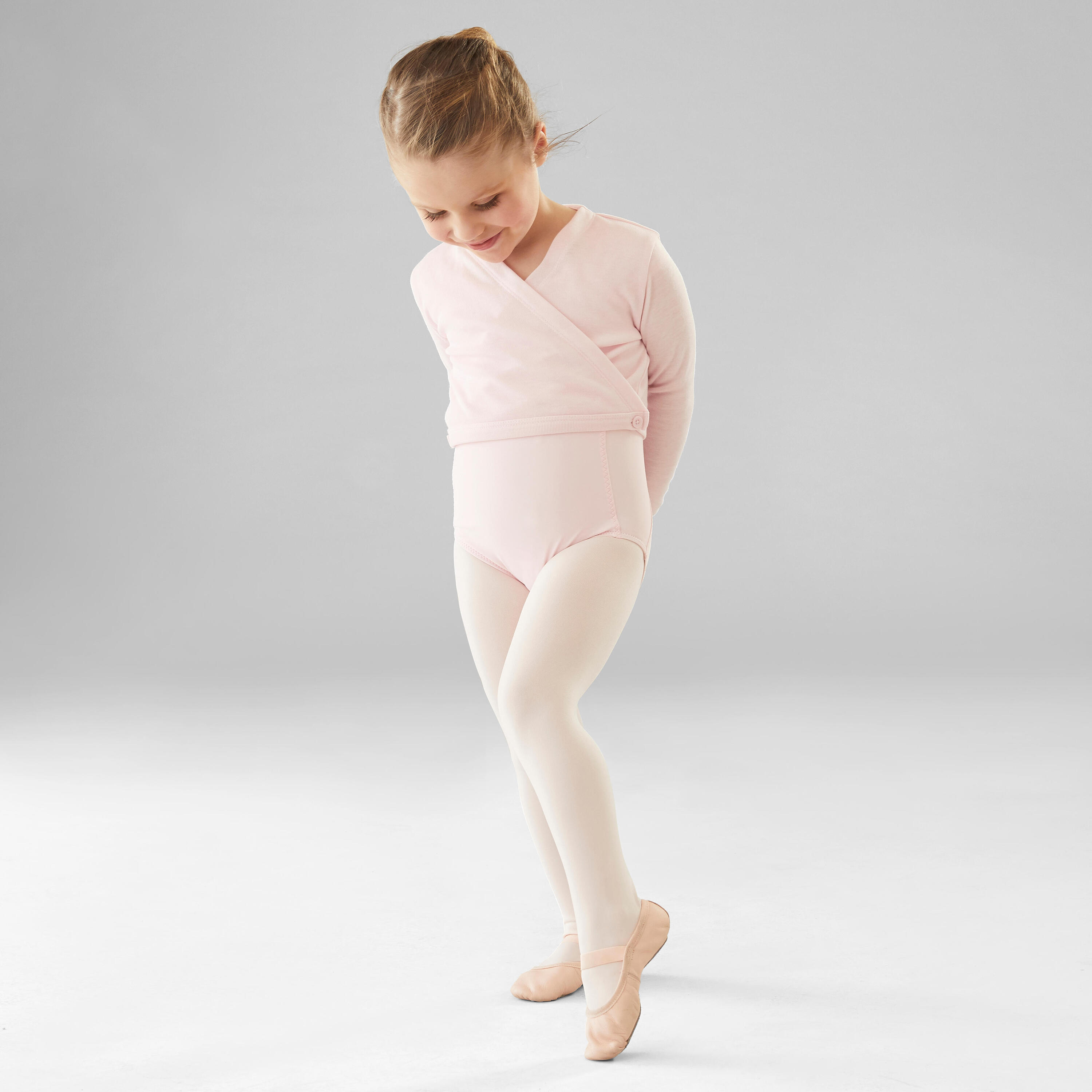 Girls' Ballet Wrap-Over Top - Pale Pink 2/8