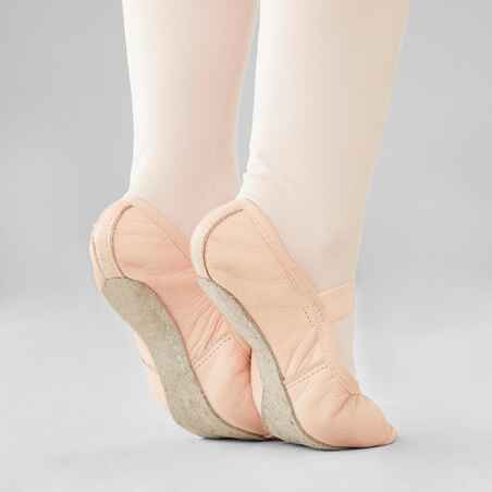Strapless Leather Full Sole Demi-Pointe Shoes Sizes 7.5C to 6.5 - Pink