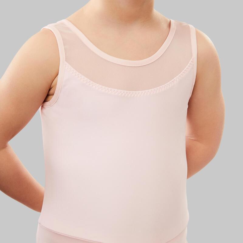 Dívčí baletní trikot ze dvou materiálů se sukénkou růžový