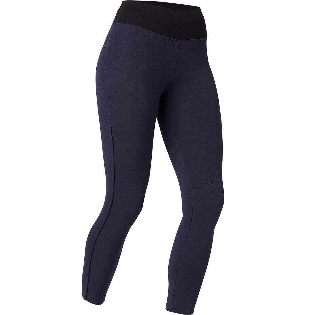 Legging 7/8 510 piping Fitness femme bleu marine/noir