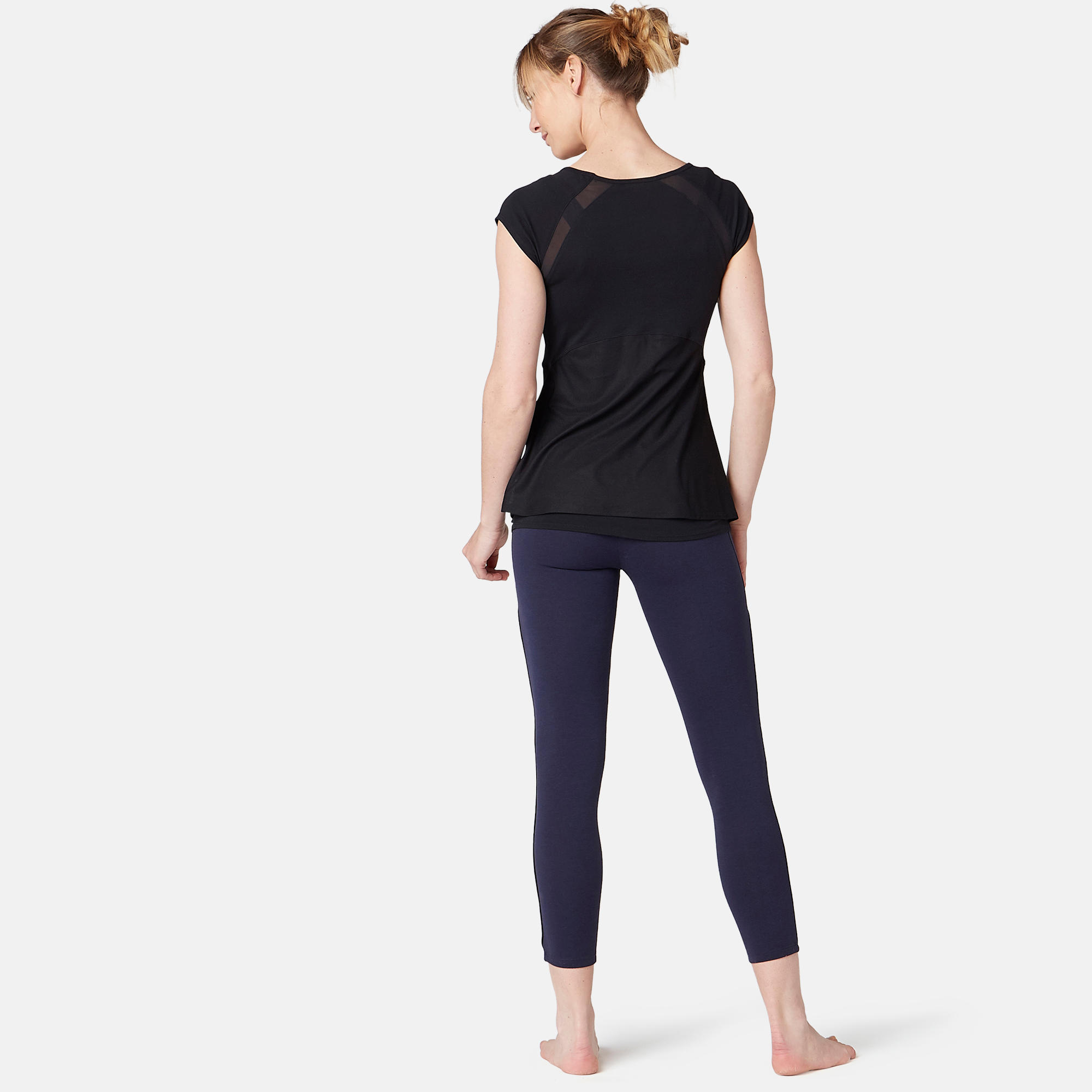 Women's Piped 7/8 Fitness Leggings 510 - Navy Blue/Black 4/8