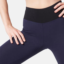 Legging 7/8 510 piping Fitness femme bleu marine/noir