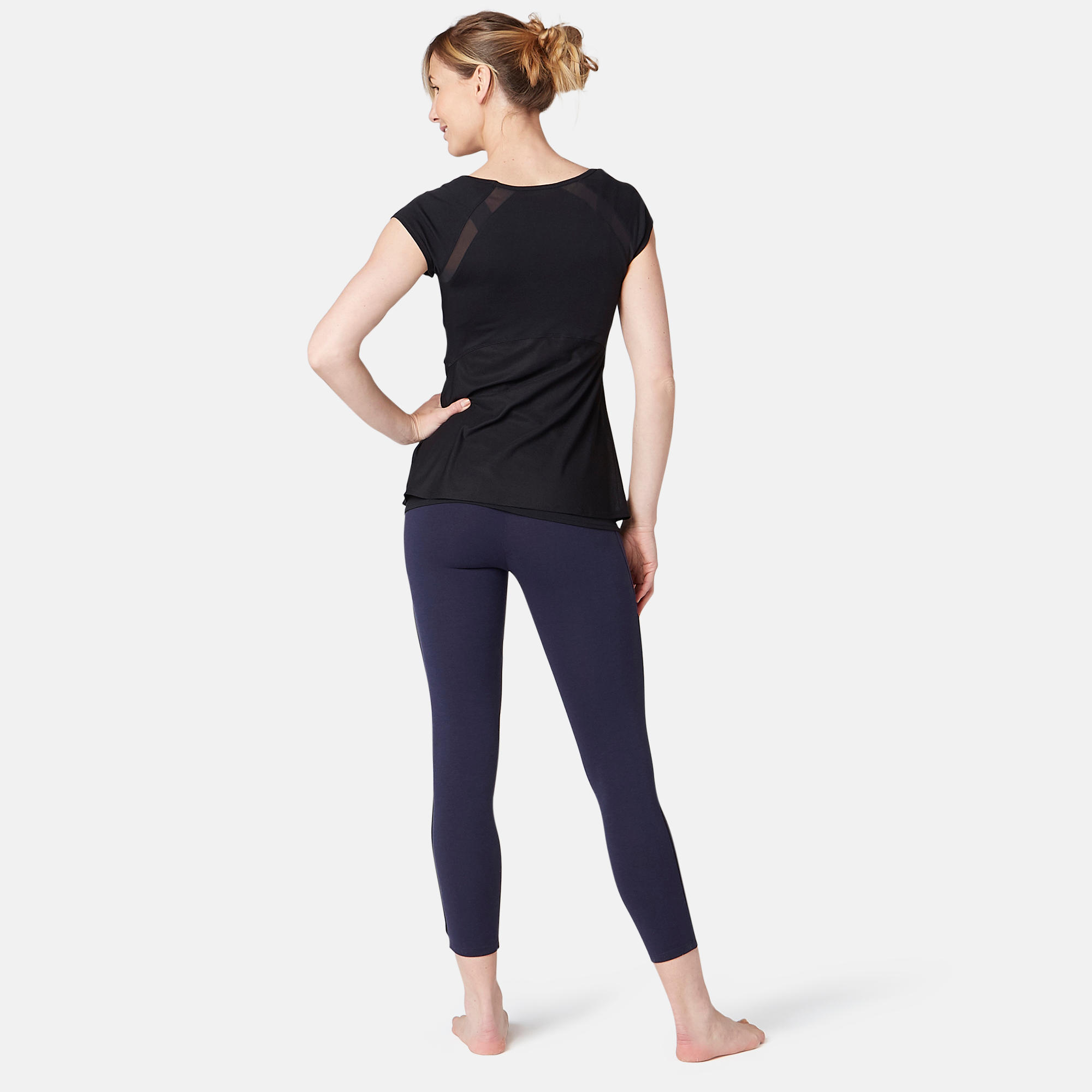 2-in-1 Women's Gentle Gym & Pilates T-Shirt - Black 4/8