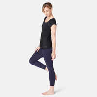 2-in-1 Women's Gentle Gym & Pilates T-Shirt - Black