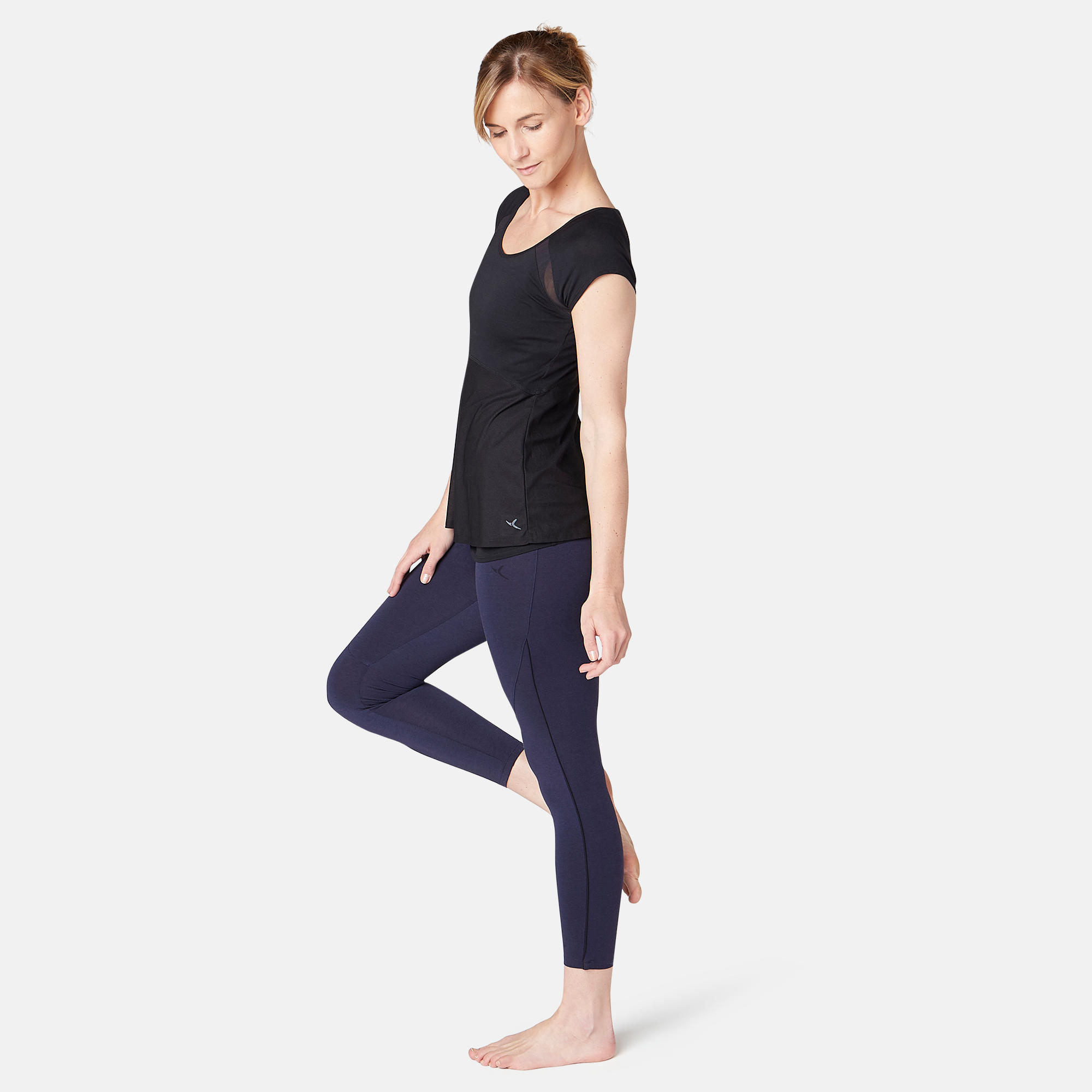 2-in-1 Women's Gentle Gym & Pilates T-Shirt - Black 2/8