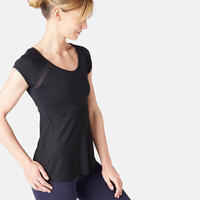 2-in-1 Women's Gentle Gym & Pilates T-Shirt - Black