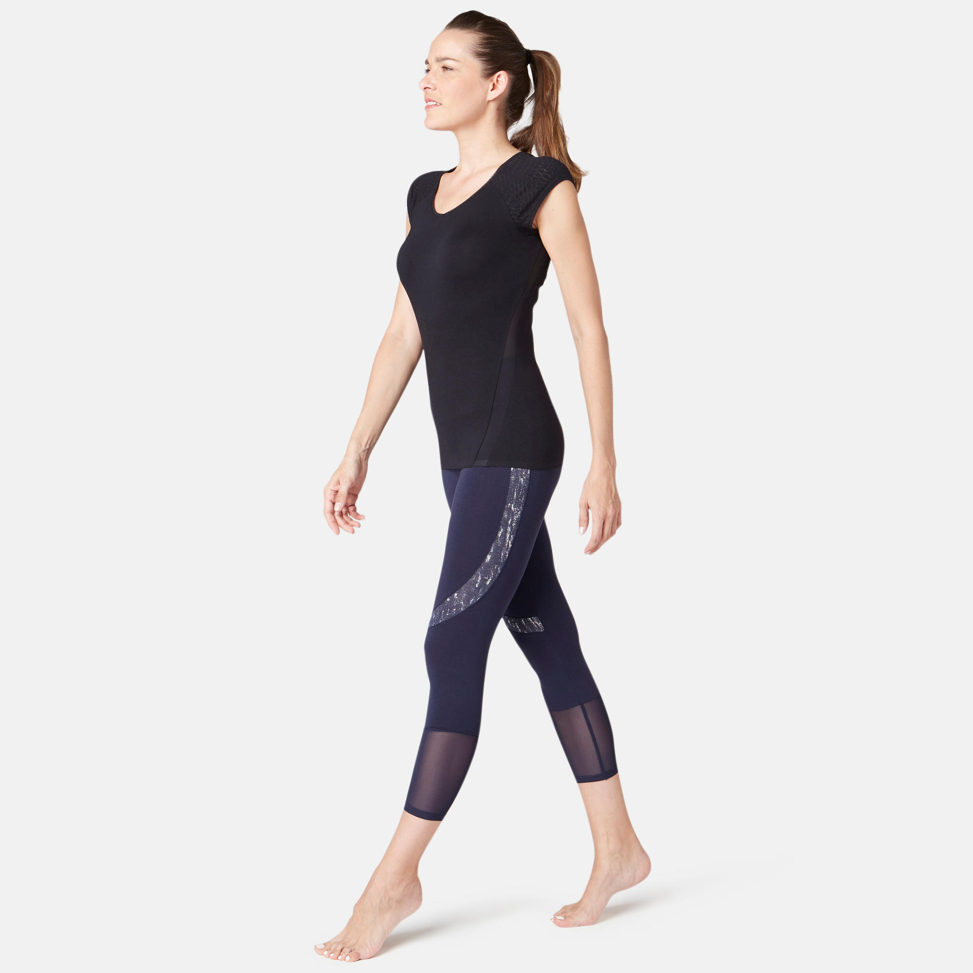 530 Women's Burnout Pilates & Gentle Gym T-Shirt - Black 2/9