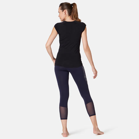 T-Shirt 530 dévoré Pilates Gym douce femme noir