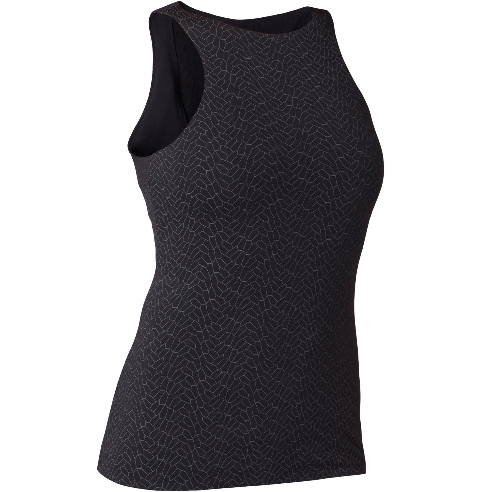 Domyos Damestopje 560 Voor Pilateslichte Gym Ingewerkte Beha Zwart Met Print domyos kopen in de aanbieding