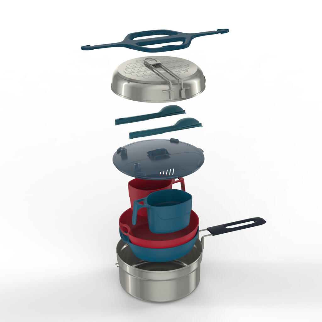 Komplet sudova za kampovanje MH500 od nerđajućeg čelika za 2 osobe, 2,1 L