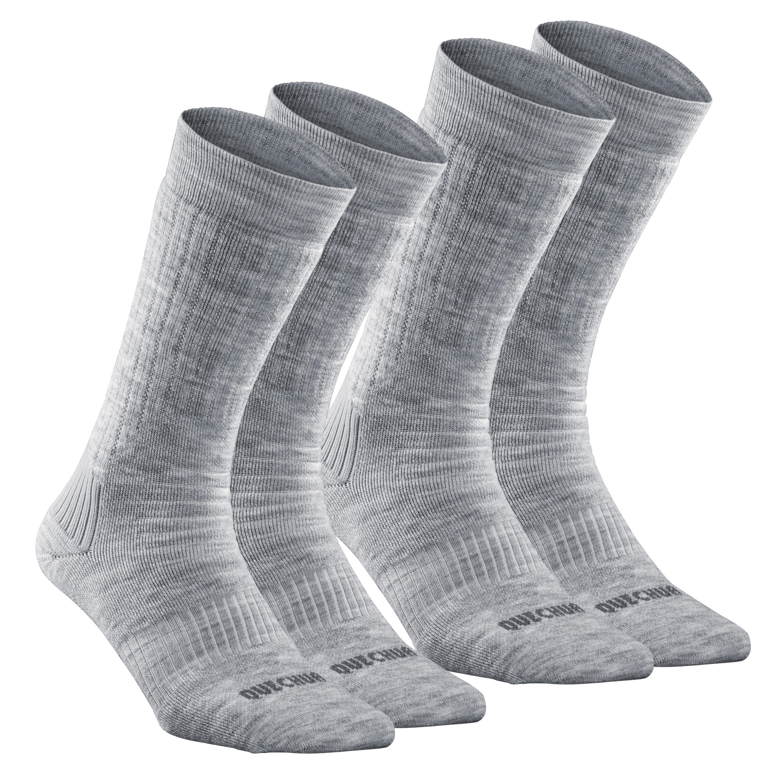 QUECHUA Calcetines térmicos de montaña y nieve 2 pares Adulto Quechua SH100 X-Warm gris