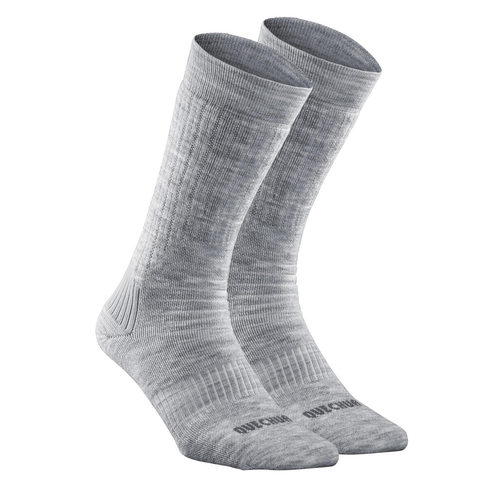 Wandersocken Damen/Herren halbhoch warm 2er-Pack - SH100 grau