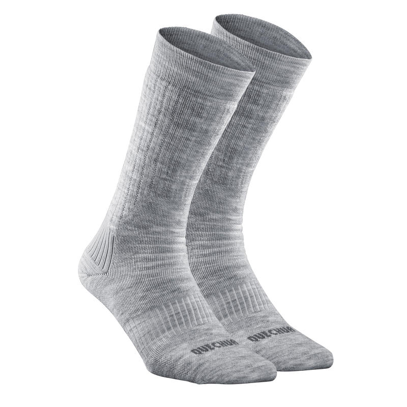 Čarape za planinarenje SH100 srednje duboke za odrasle 2 para - sive