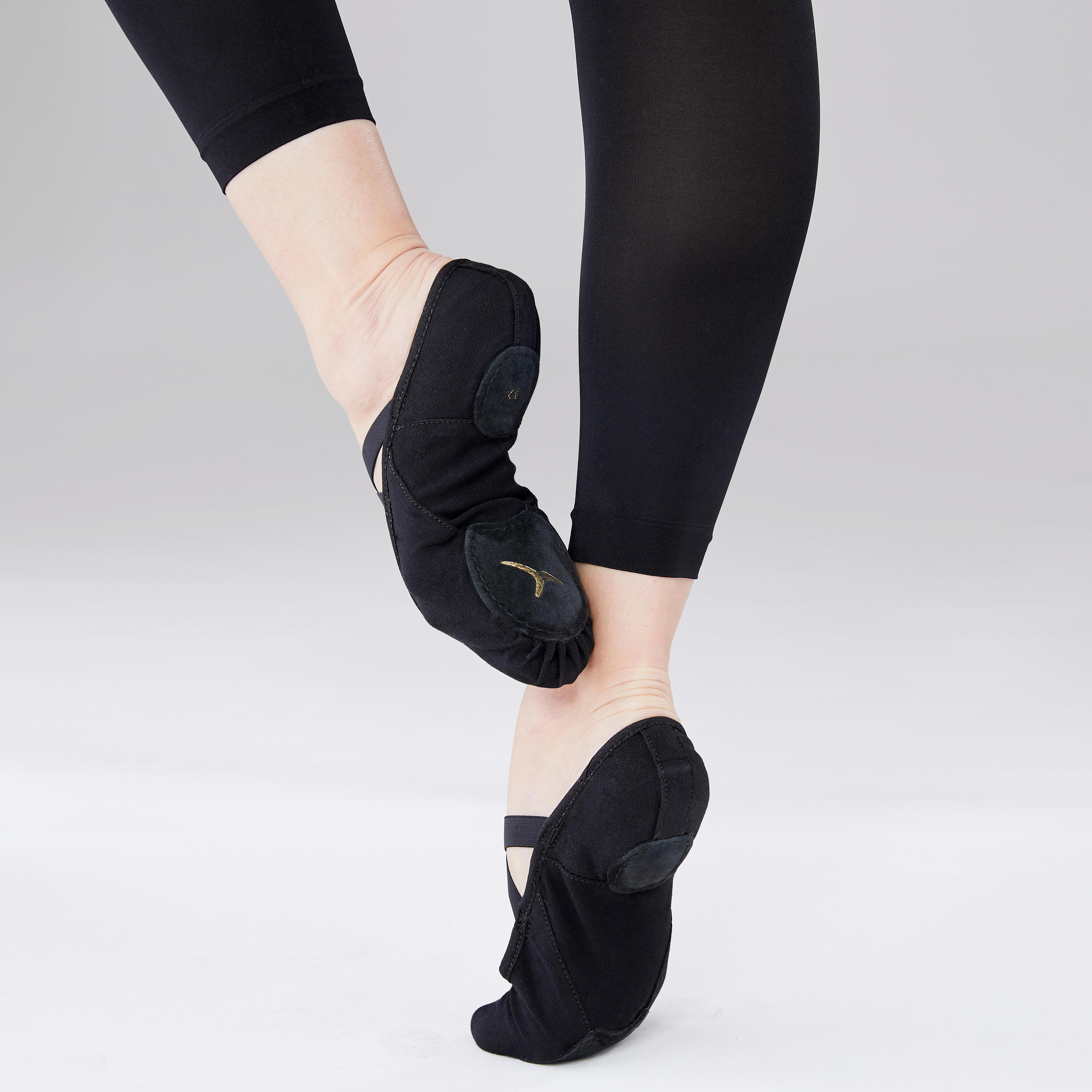 Medias Puntas Danza Clásica Mujer Negro Tela Suela Partida 6/8